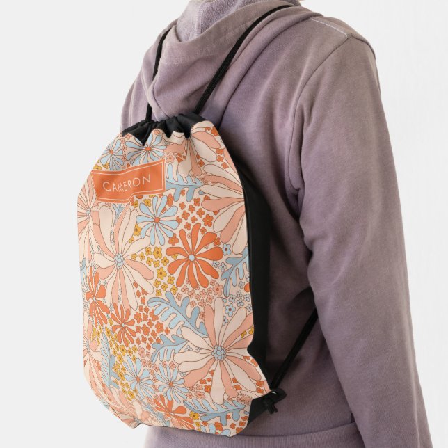 Retro Flower Garden Pattern Drawstring Bag (Insitu)
