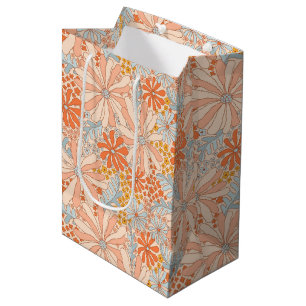 Retro Flower Garden Pattern Medium Gift Bag