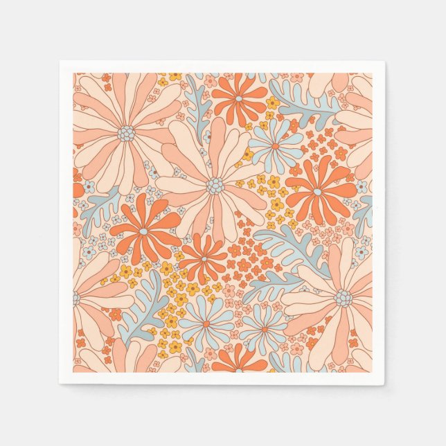 Retro Flower Garden Pattern Napkins (Front)