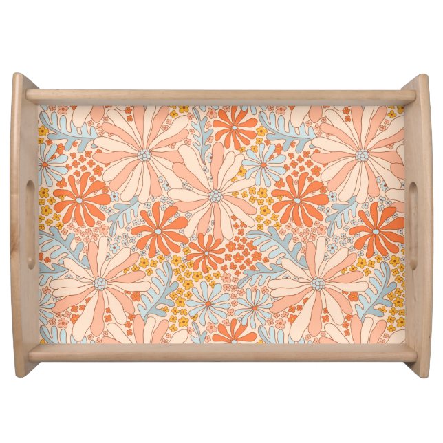 Retro Flower Garden Pattern Serving Tray (Front)
