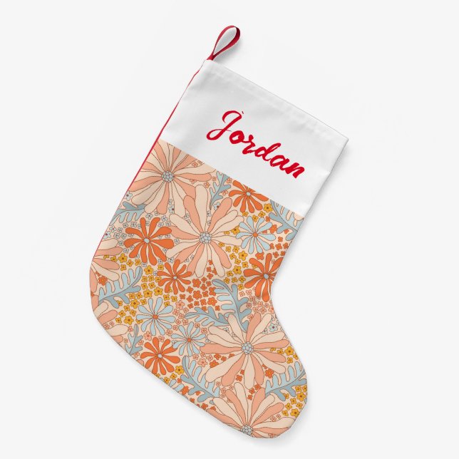 Retro Flower Garden Pattern Small Christmas Stocking (Front (Hanging))