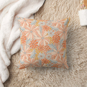 Retro Flower Garden Pattern Throw Pillow