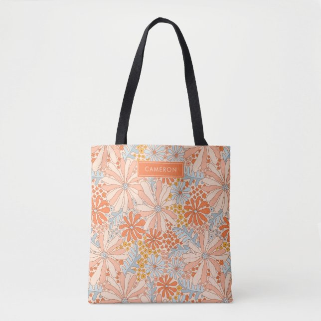 Retro Flower Garden Pattern Tote Bag (Front)