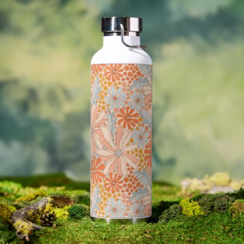 Retro Flower Garden Pattern Water Bottle