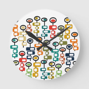 Retro Flower Garden Round Clock