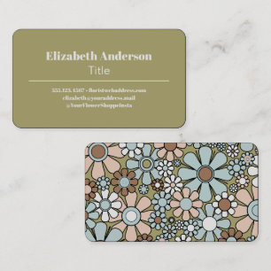 Retro Flower Groovy 60s 70s Floral Pattern Business Card