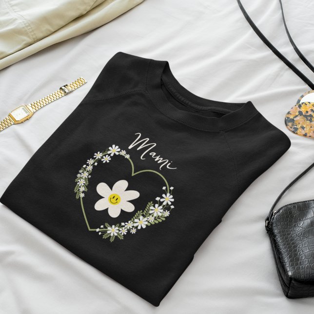 Retro Flower Heart Happy Face, Spanish Mami, Mom Sweatshirt (Creator Uploaded)