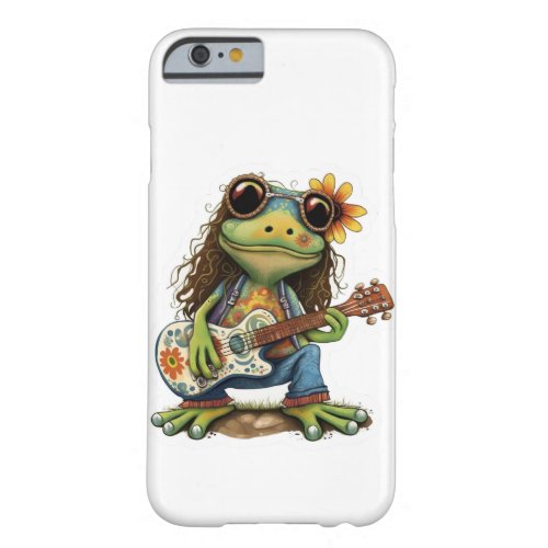 Retro Flower Hippie Frog Wear Glass Play Piano on  Barely There iPhone 6 Case