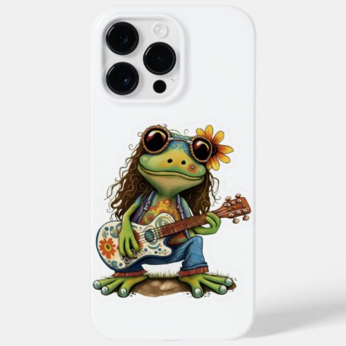 Retro Flower Hippie Frog Wear Glass Play Piano on  Case_Mate iPhone 14 Pro Max Case
