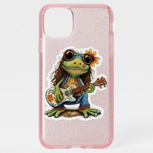 Retro Flower Hippie Frog Wear Glass Play Piano on  Speck iPhone 11 Pro Max Case