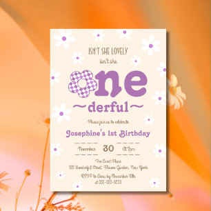 Retro Flower Isn't She Onedefrul 1st Birthday Invitation
