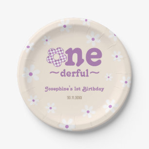Retro Flower Isn't She Onedefrul 1st Birthday Paper Plates