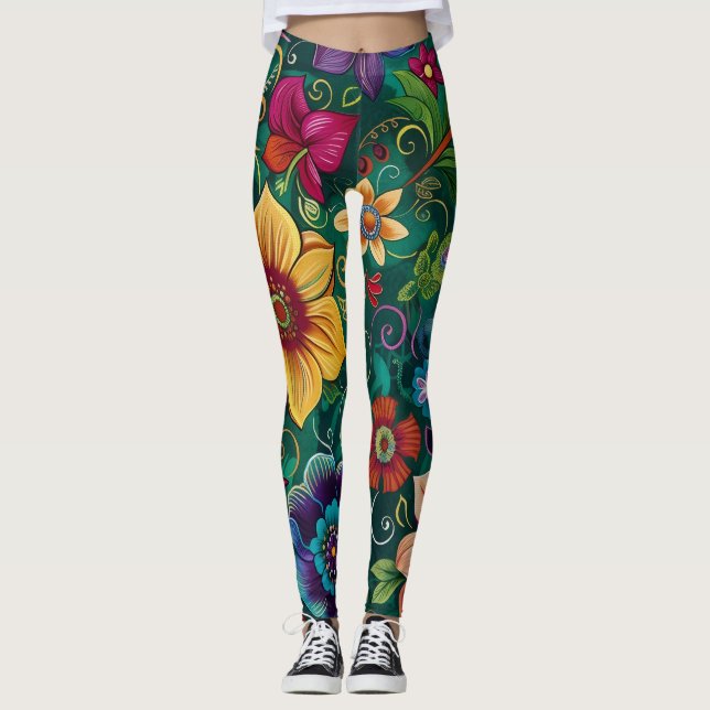 Retro Flower Leggings (Front)