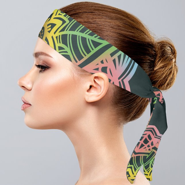 Retro Flower Mandala Personalized Tie Headband (Perfect retro-styled headband for any occasion!)