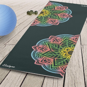 Retro Flower Mandala Personalized Yoga Mat