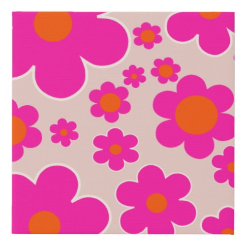 Retro Flower Market Florence Abstract Pink Floral Faux Canvas Print