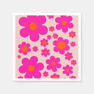 Retro Flower Market Florence Abstract Pink Floral Napkins