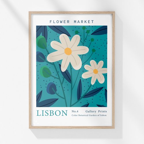 Retro Flower Market Lisbon Abstract Flowers Poster