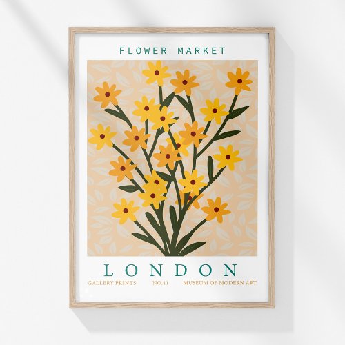Retro Flower Market London Colorful Floral Poster