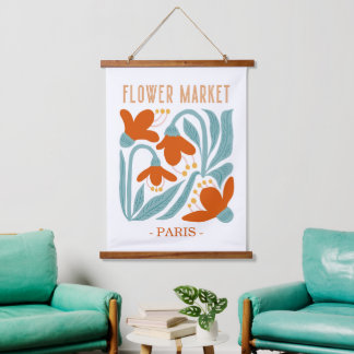 Retro Flower Market Paris Wall Tapestry 