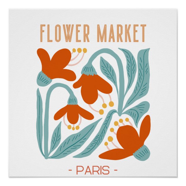 Retro Flower Market Paris Wall Tapestry  Poster (Front)