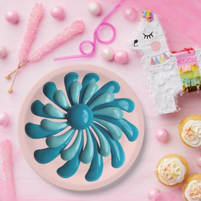 Retro Flower - MCM Spring Summer Garden Wedding Paper Plates (Party)