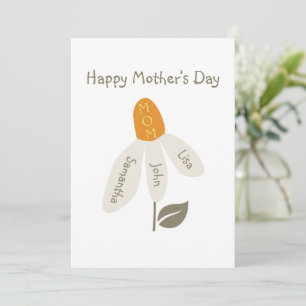Retro Flower Mom,Kids Names,mother,Custom Petals Holiday Card