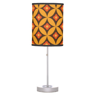 Retro Flower on Mid Century Circles orange  Table Lamp