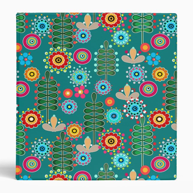 Retro, flower pattern 3 ring binder (Front)