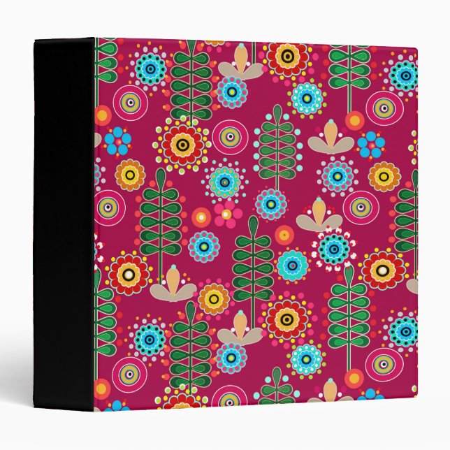 Retro, flower pattern 3 ring binder (Front/Spine)
