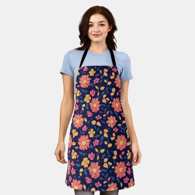 Retro Flower Pattern Apron (Worn)