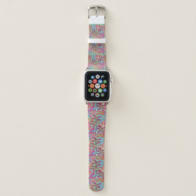 Retro Flower Pattern Boho Design  Apple Watch Band (Front)