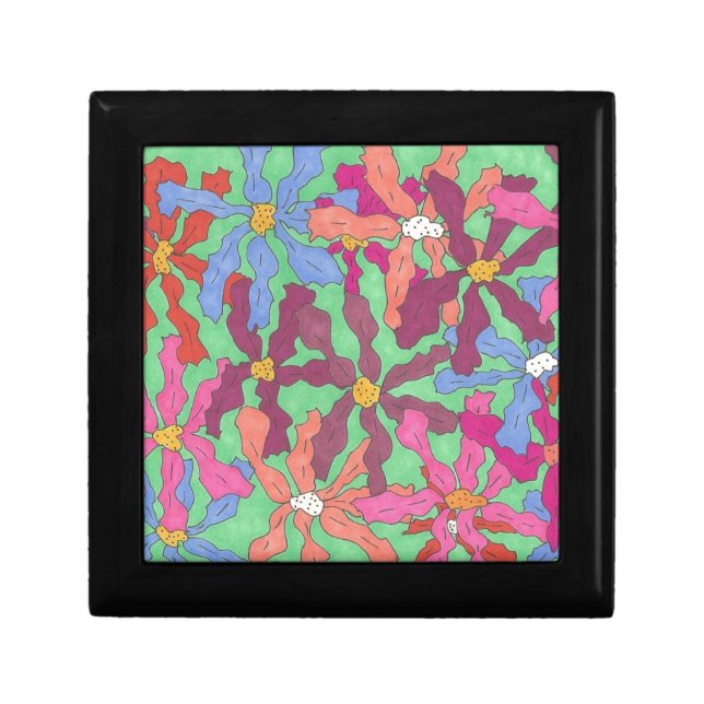 Retro Flower Pattern Boho Design Jewelry Box (Front)