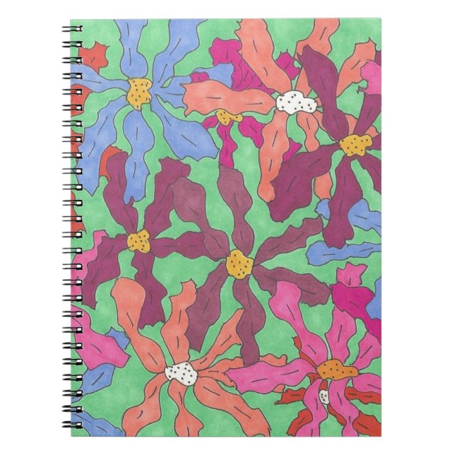 Retro Flower Pattern Boho Design Notebook (Front)