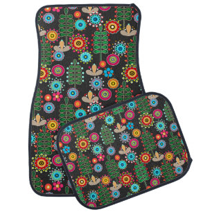 Retro, flower pattern car floor mat