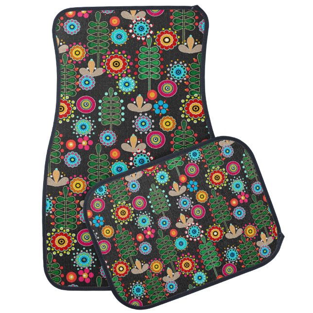 Retro, flower pattern car floor mat (Set)