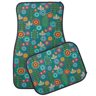 Retro, flower pattern car floor mat