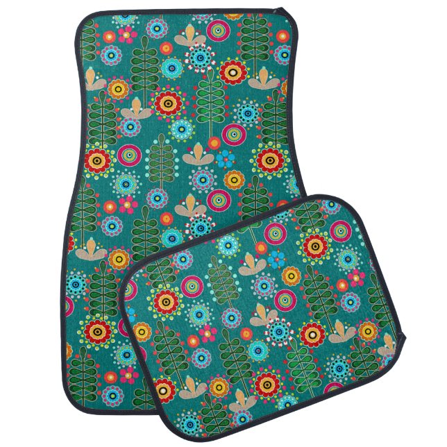 Retro, flower pattern car floor mat (Set)