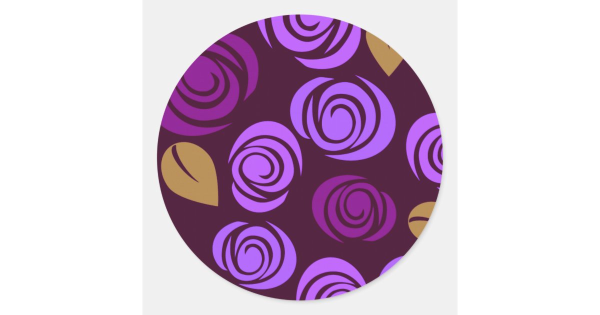 Retro Flower Pattern - Dark Purple Classic Round Sticker | Zazzle
