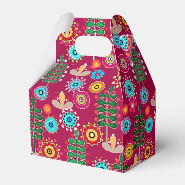 Retro, flower pattern favor boxes (Back Side)