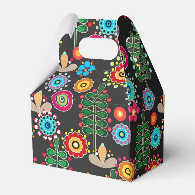 Retro, flower pattern favor boxes (Back Side)