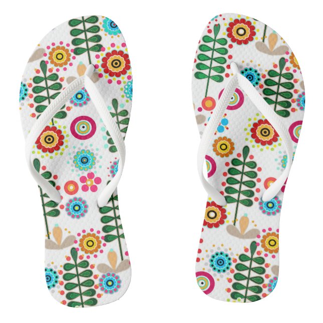 Retro, flower pattern flip flops (Footbed)