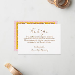 Retro Flower Pattern Funeral Thank You, Sympathy   Note Card