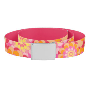 Retro Flower Pattern in Pink and Orange Belt