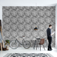 Retro Flower Pattern in White on Black