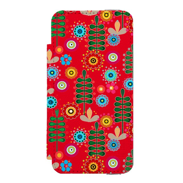 Retro, flower pattern incipio iPhone wallet case (Folio Front)