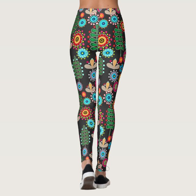Retro, flower pattern leggings (Back)