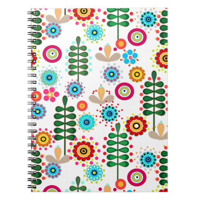 Retro, flower pattern notebook (Front)