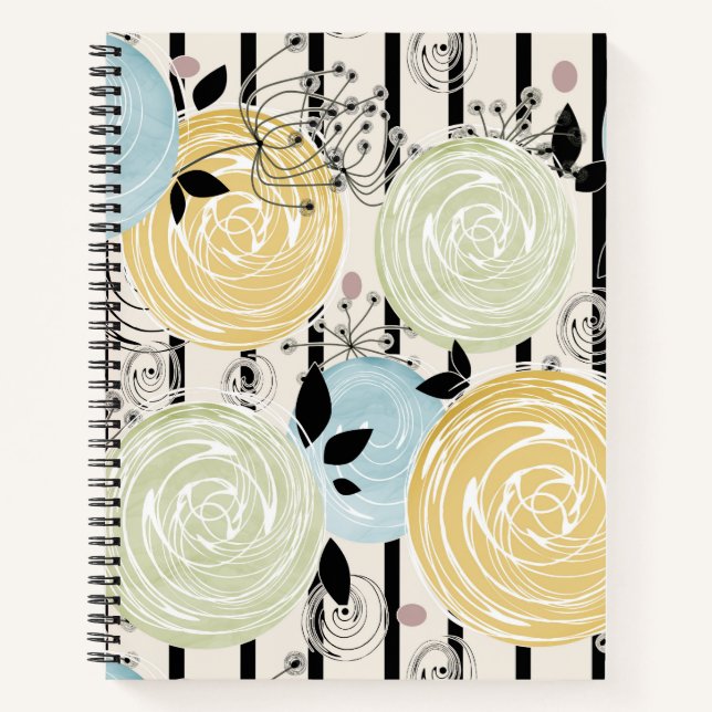 Retro, flower pattern notebook (Front)