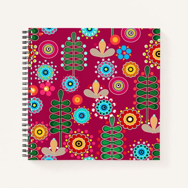 Retro, flower pattern notebook (Front)